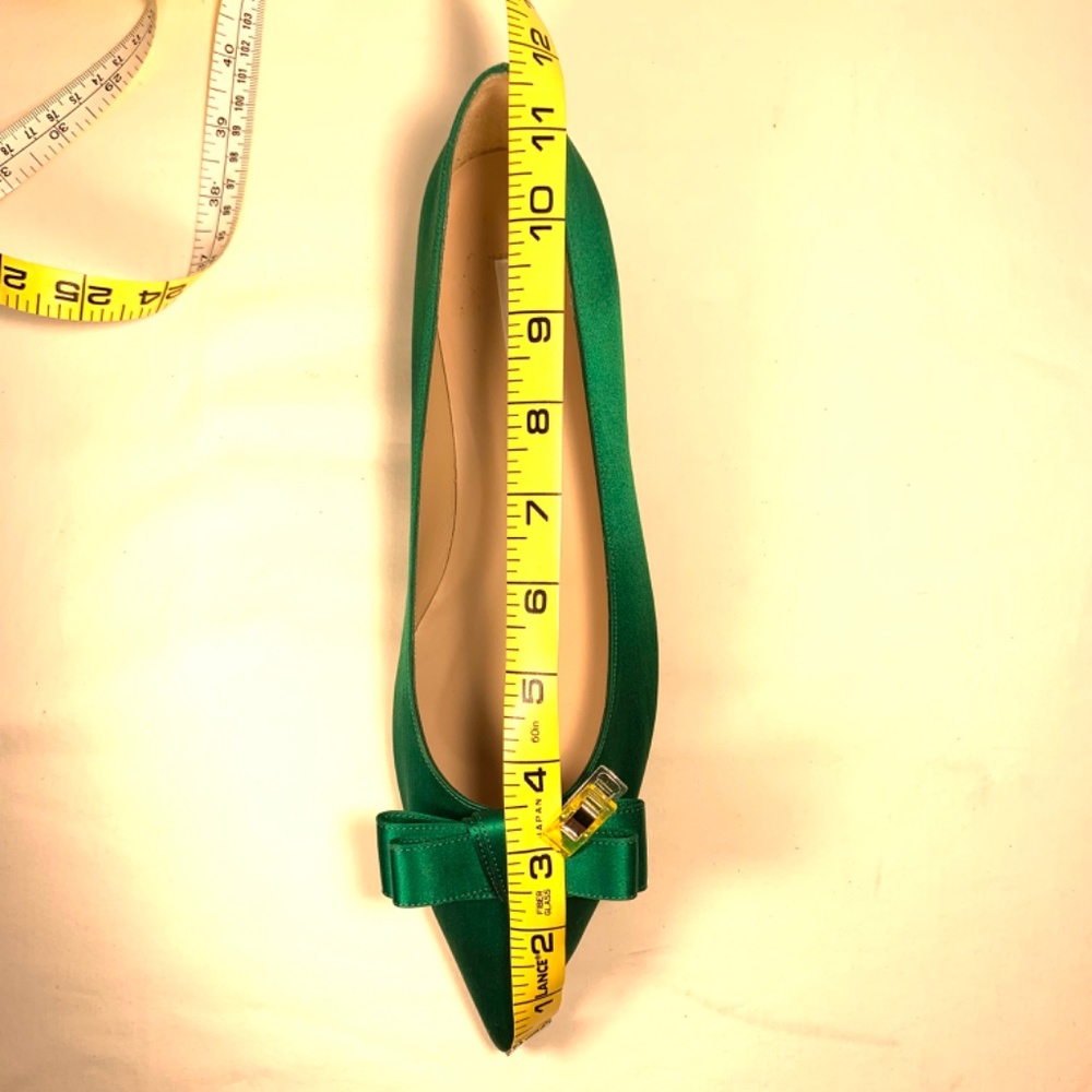 LK Bennett Pointed-Toe Flats in Emerald Green Satin with Bow Detail size 41/10.5 - Picture 10 of 12